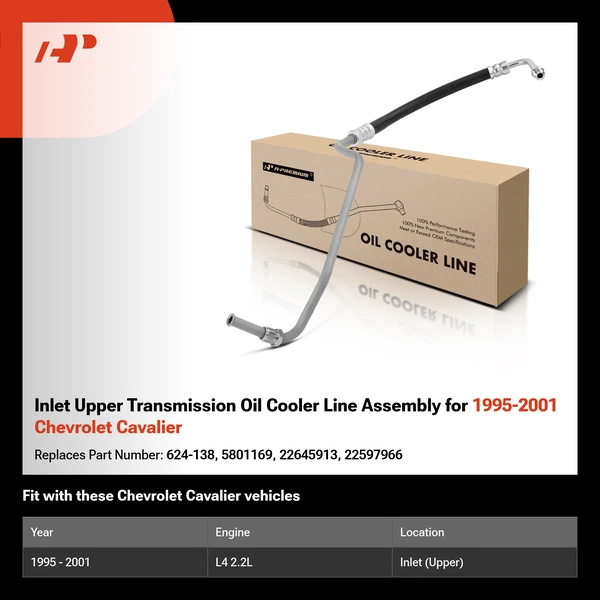 Inlet Upper Transmission Oil Cooler Line Assembly for 1995-2001 Chevrolet Cavalier