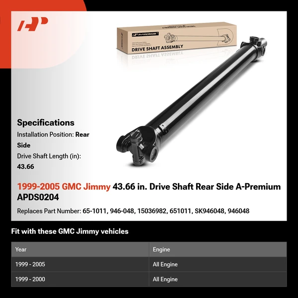 1999-2005 GMC Jimmy 43.66 in. Drive Shaft Rear Side A-Premium APDS0204