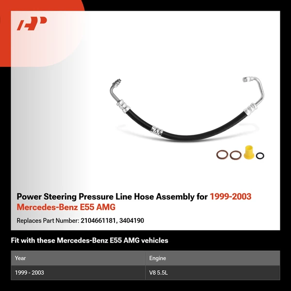 Power Steering Pressure Line Hose Assembly for 1999-2003 Mercedes-Benz E55 AMG