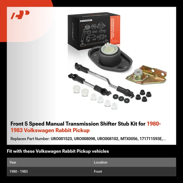 Front 5 Speed Manual Transmission Shifter Stub Kit for 1980-1983 Volkswagen Rabbit Pickup