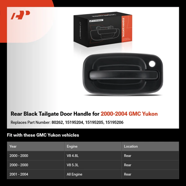 Rear Black Tailgate Door Handle for 2000-2004 GMC Yukon