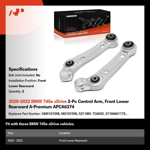 2020-2022 BMW 745e xDrive 2-Pc Control Arm, Front Lower Rearward A-Premium APCA6374