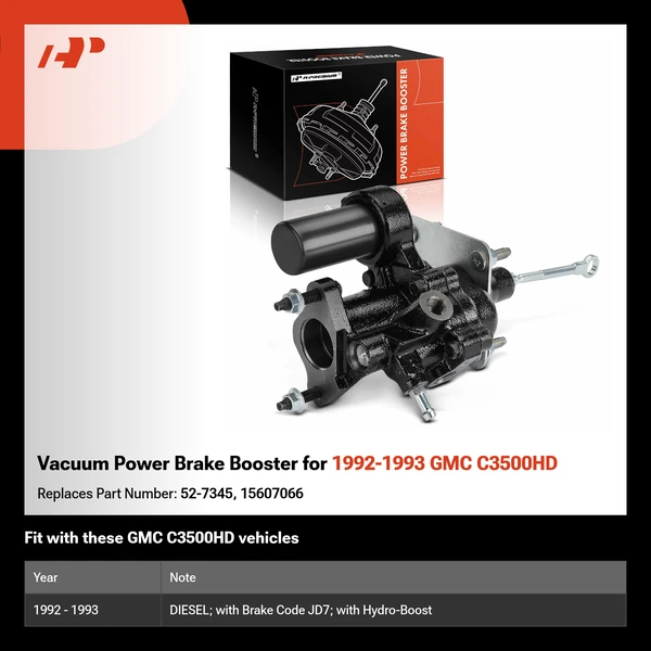 Vacuum Power Brake Booster for 1992-1993 GMC C3500HD