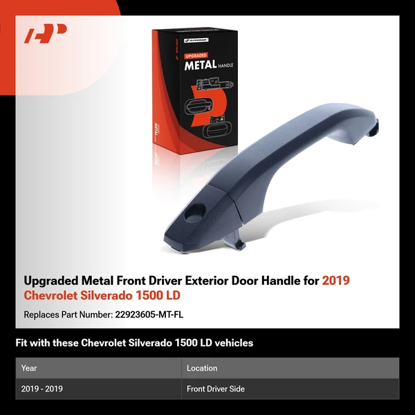Upgraded Metal Front Driver Exterior Door Handle for 2019 Chevrolet Silverado 1500 LD