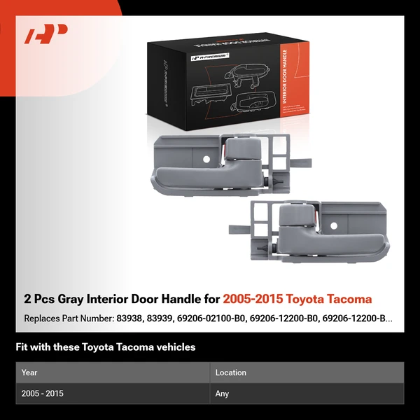 2 Pcs Gray Interior Door Handle for 2005-2015 Toyota Tacoma