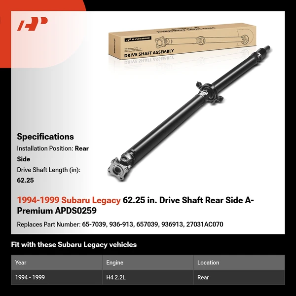 1994-1999 Subaru Legacy 62.25 in. Drive Shaft Rear Side A-Premium APDS0259