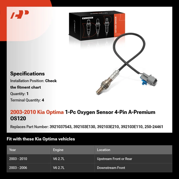 2003-2010 Kia Optima 1-Pc Oxygen Sensor 4-Pin A-Premium OS120