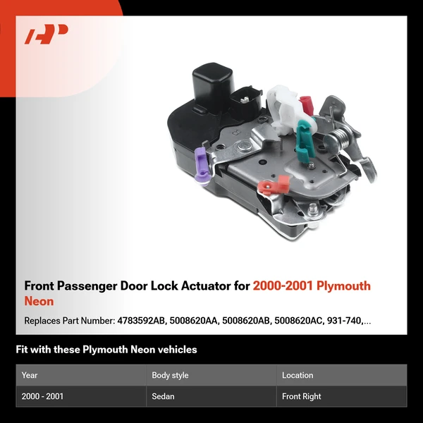 Front Passenger Door Lock Actuator for 2000-2001 Plymouth Neon