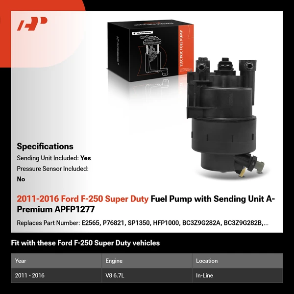 2011-2016 Ford F-250 Super Duty Fuel Pump with Sending Unit A-Premium APFP1277