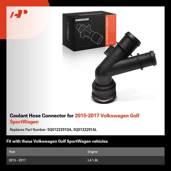 Coolant Hose Connector for 2015-2017 Volkswagen Golf SportWagen