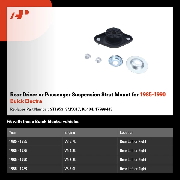 Rear Driver or Passenger Suspension Strut Mount for 1985-1990 Buick Electra