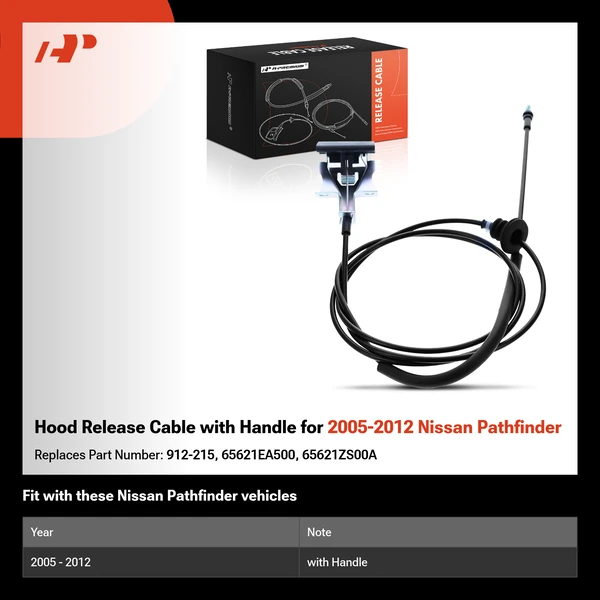 Hood Release Cable with Handle for 2005-2012 Nissan Pathfinder