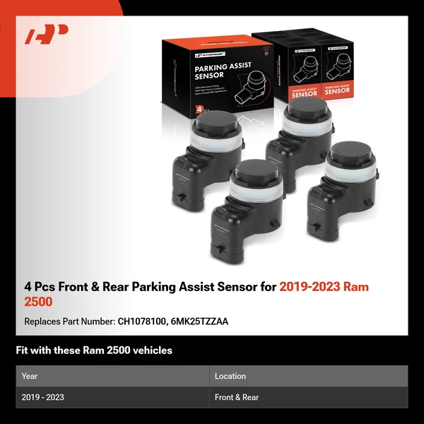 4 Pcs Front & Rear Parking Assist Sensor for 2019-2023 Ram 2500