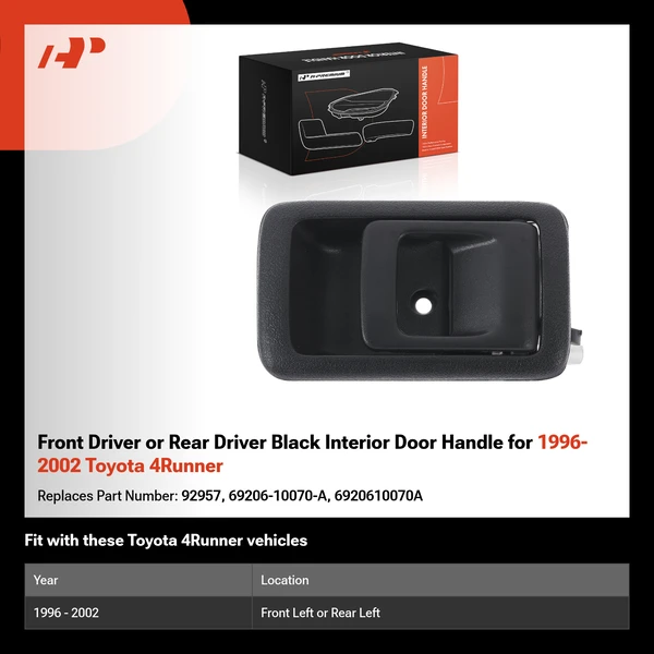Front Driver or Rear Driver Black Interior Door Handle for 1996-2002 Toyota 4Runner