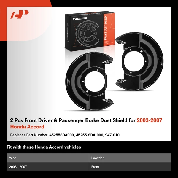 2 Pcs Front Driver & Passenger Brake Dust Shield for 2003-2007 Honda Accord