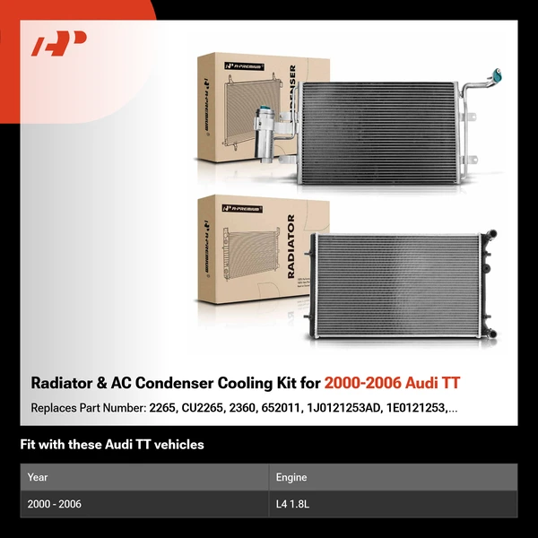 Radiator & AC Condenser Cooling Kit for 2000-2006 Audi TT