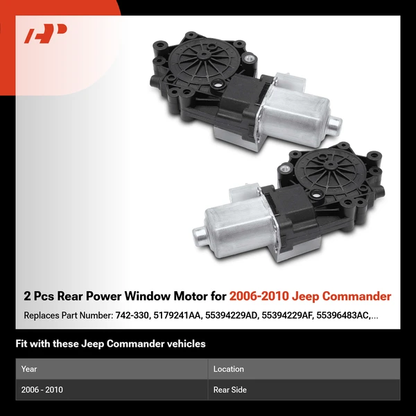 2 Pcs Rear Power Window Motor for 2006-2010 Jeep Commander
