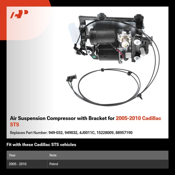 Air Suspension Compressor with Bracket for 2005-2010 Cadillac STS