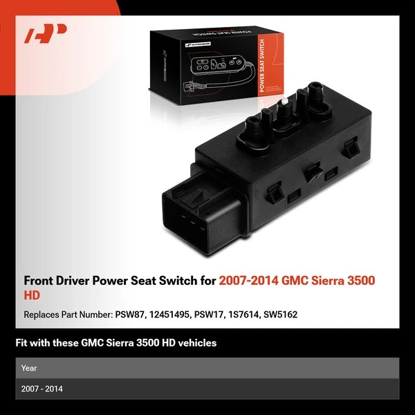 Front Driver Power Seat Switch for 2007-2014 GMC Sierra 3500 HD