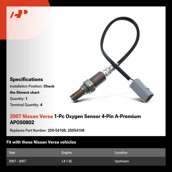2007 Nissan Versa 1-Pc Oxygen Sensor 4-Pin A-Premium APOS0802