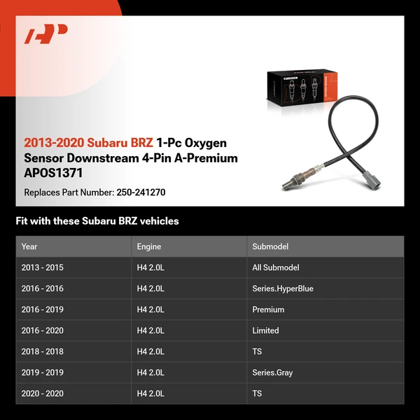 2013-2020 Subaru BRZ 1-Pc Oxygen Sensor Downstream 4-Pin A-Premium APOS1371