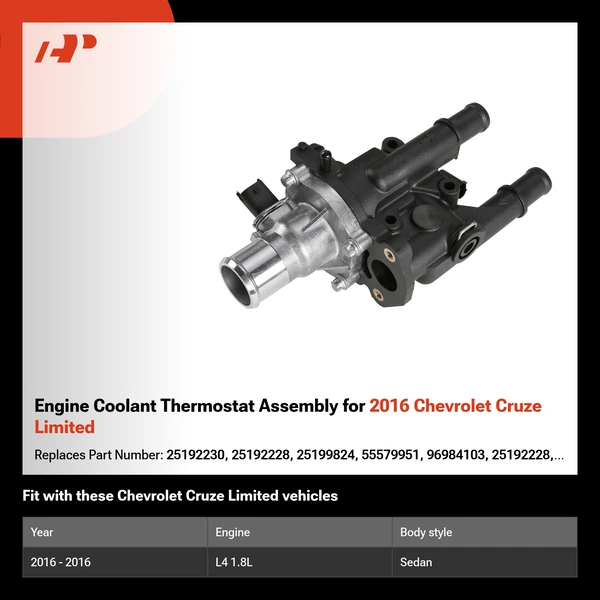 Engine Coolant Thermostat Assembly for 2016 Chevrolet Cruze Limited