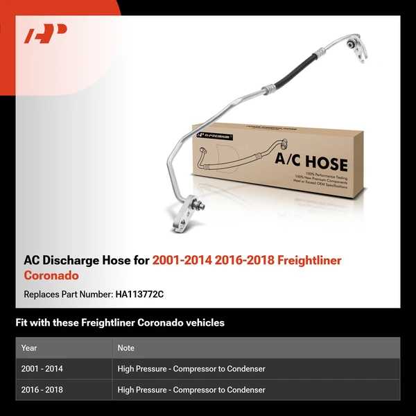 AC Discharge Hose for 2001-2014 2016-2018 Freightliner Coronado