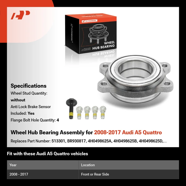 Wheel Hub Bearing Assembly for 2008-2017 Audi A5 Quattro