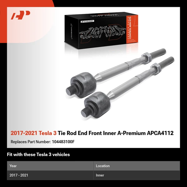 2017-2021 Tesla 3 Tie Rod End Front Inner A-Premium APCA4112