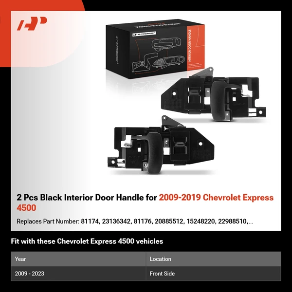 2 Pcs Black Interior Door Handle for 2009-2019 Chevrolet Express 4500