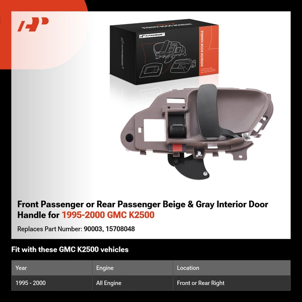 Front Passenger or Rear Passenger Beige & Gray Interior Door Handle for 1995-2000 GMC K2500