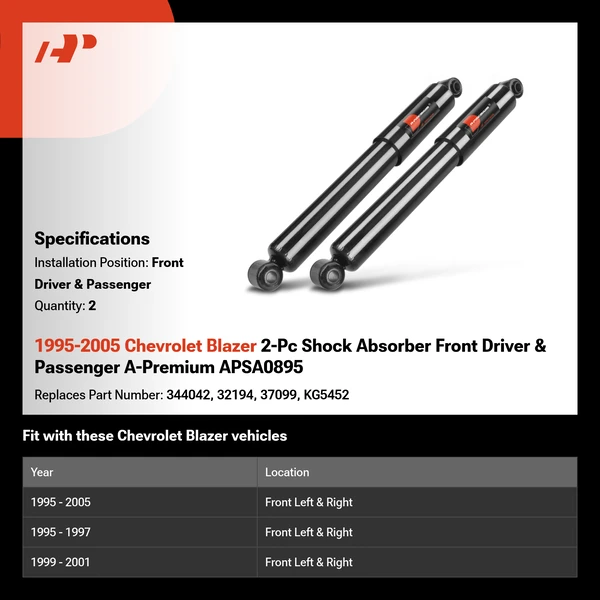 1995-2005 Chevrolet Blazer 2-Pc Shock Absorber Front Driver & Passenger A-Premium APSA0895