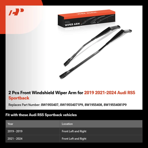 2 Pcs Front Windshield Wiper Arm for 2019 2021-2024 Audi RS5 Sportback
