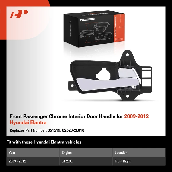 Front Passenger Chrome Interior Door Handle for 2009-2012 Hyundai Elantra