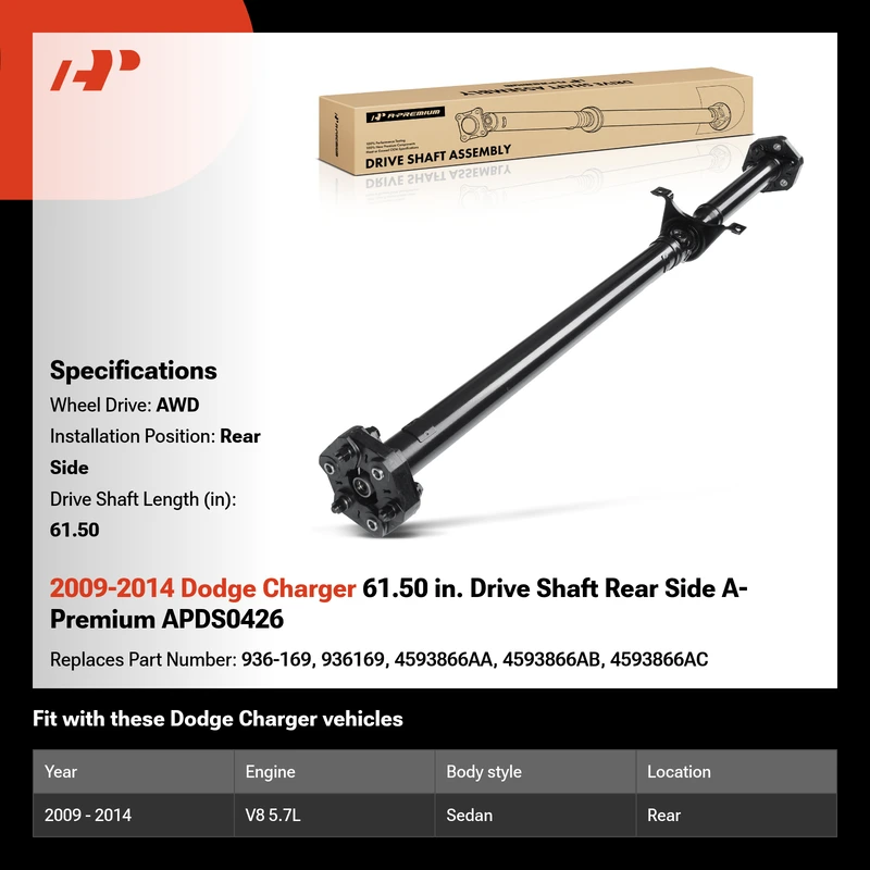 2009-2014 Dodge Charger 61.50 in. Drive Shaft Rear Side A-Premium APDS0426