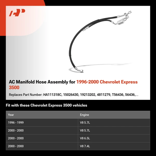 AC Manifold Hose Assembly for 1996-2000 Chevrolet Express 3500