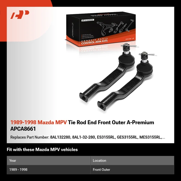 1989-1998 Mazda MPV Tie Rod End Front Outer A-Premium APCA8661