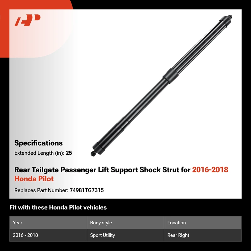 Rear Tailgate Passenger Lift Support Shock Strut for 2016-2018 Honda Pilot