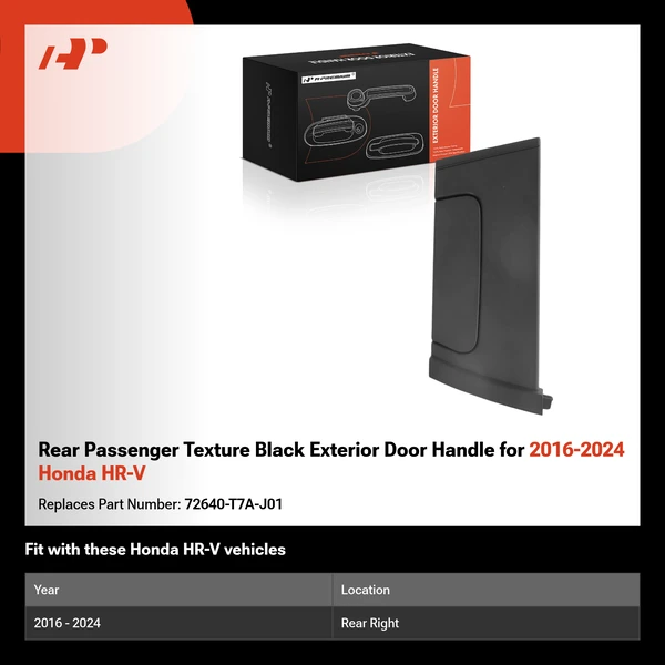 Rear Passenger Texture Black Exterior Door Handle for 2016-2024 Honda HR-V