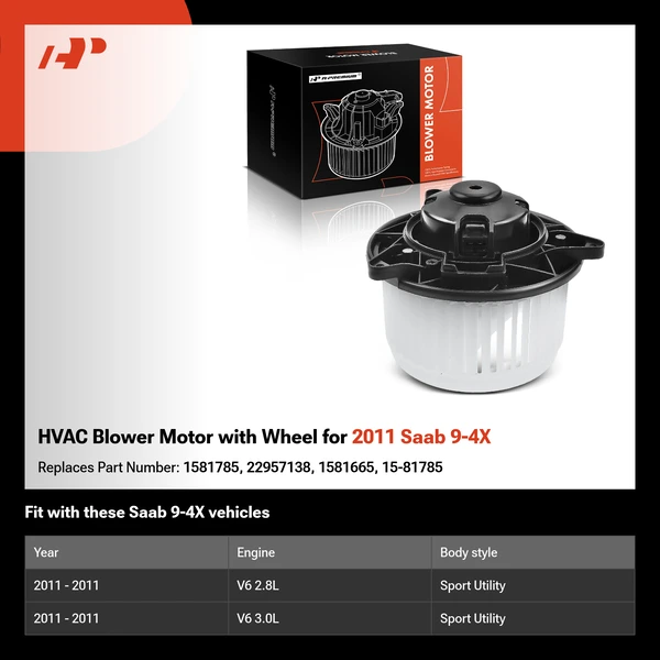 HVAC Blower Motor with Wheel for 2011 Saab 9-4X