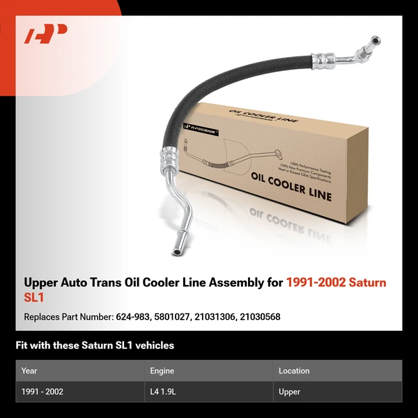Upper Auto Trans Oil Cooler Line Assembly for 1991-2002 Saturn SL1