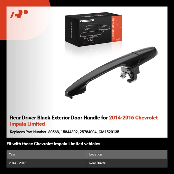 Rear Driver Black Exterior Door Handle for 2014-2016 Chevrolet Impala Limited
