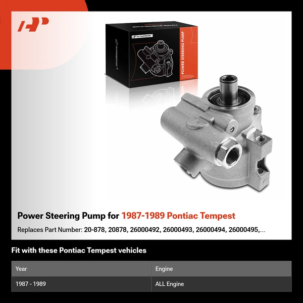 Power Steering Pump for 1987-1989 Pontiac Tempest