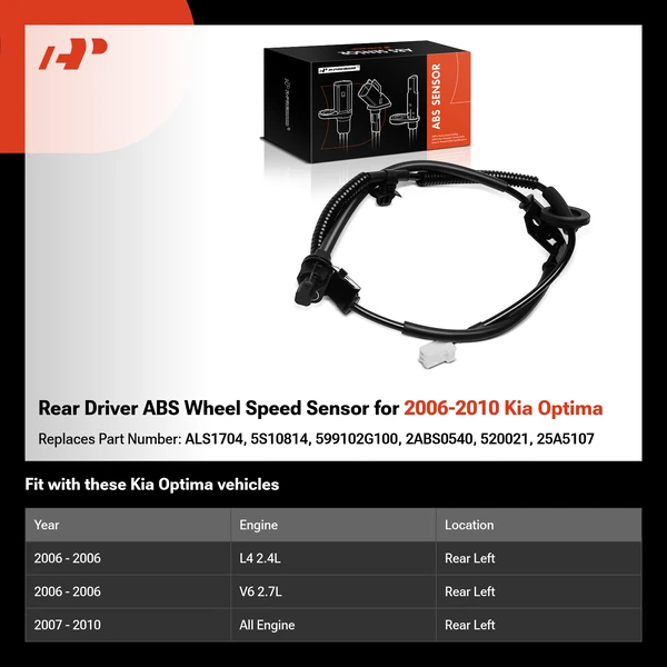 Rear Driver ABS Wheel Speed Sensor for 2006-2010 Kia Optima