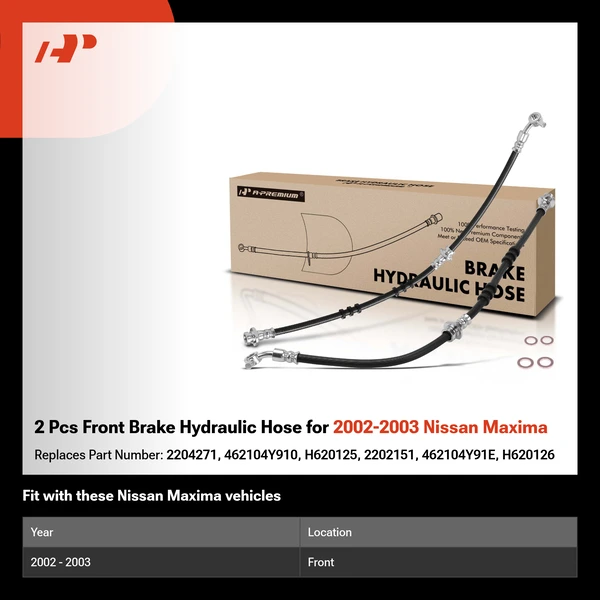 2 Pcs Front Brake Hydraulic Hose for 2002-2003 Nissan Maxima