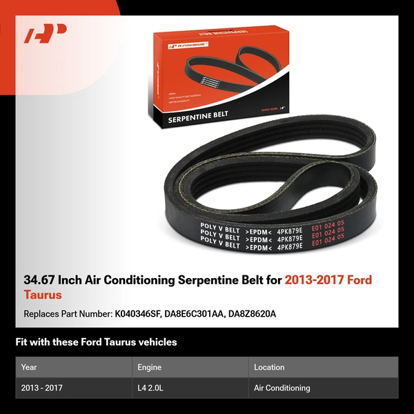 34.67 Inch Air Conditioning Serpentine Belt for 2013-2017 Ford Taurus