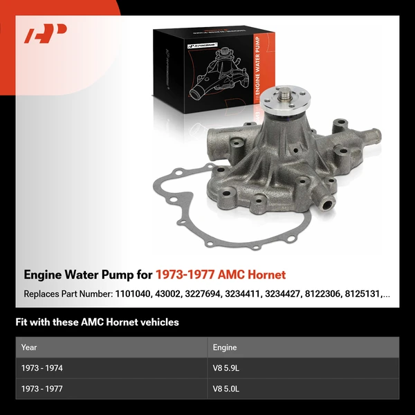 Engine Water Pump for 1973-1977 AMC Hornet