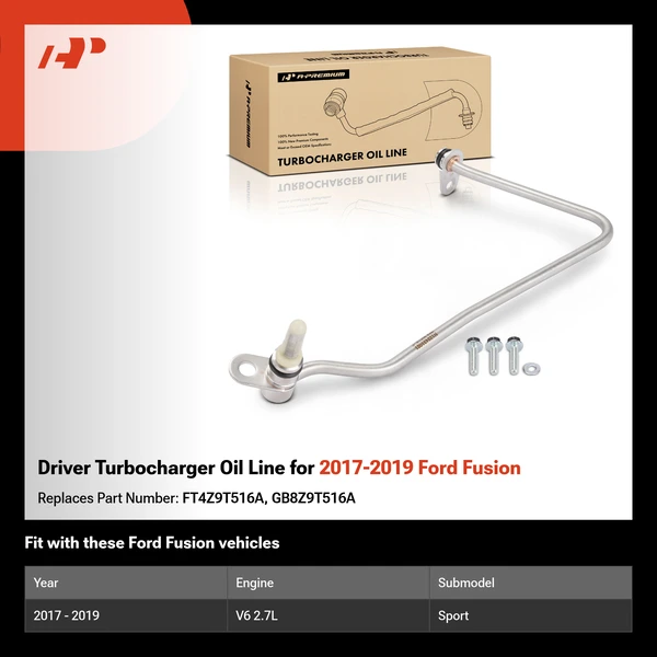Driver Turbocharger Oil Line for 2017-2019 Ford Fusion