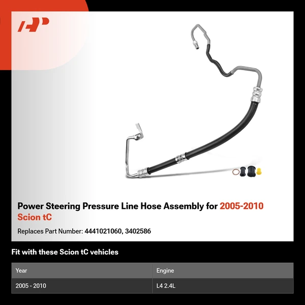 Power Steering Pressure Line Hose Assembly for 2005-2010 Scion tC