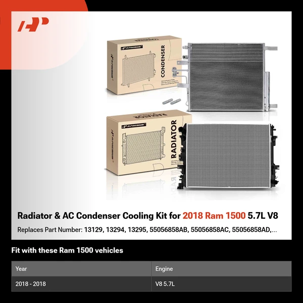 Radiator & AC Condenser Cooling Kit for 2018 Ram 1500 5.7L V8